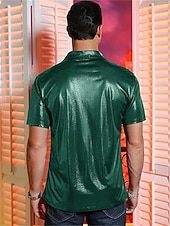 abordables Tops-Retro Vintage 1970s 1980s Shirt Disco Shiny Metallic Fancy Dress Men's Carnival Costume Halloween Carnival Mardi Gras Performance Party Club Adults' Shirt Spring &amp; Summer