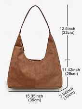 levne Kabelky a tote tašky-dámská minimalistická hnědá semišová taška přes rameno – stylová ležérní taška pro každodenní nošení, měkká a prostorná kabelka do práce nebo na nákupy
