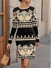 preiswerte Boho Kleid-Damen Minikleid schwarzes kleid Vintage-Kleid Sweatshirt-Kleid Winter Kleid Brautkleider schlicht Ausgefallene Party Strasse Casual Regular Fit Farbblock Langarm Rundhalsausschnitt Rosa Khaki