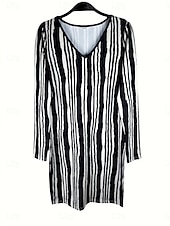 economico Vestiti aderenti-mini abito da donna geometrico scollo a V manica 3/4 primavera autunno