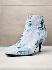 abordables Bottines-bottines à imprimé floral vintage pour femmes avec bout pointu et talon aiguille | bottines élégantes à talons hauts pour événements formels et fêtes