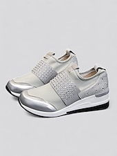billige Sneakers til kvinner-rhinestone slip-on plattformsneakers for kvinner – stilige fritidssko med piggpynt og komfortabel kilehæl