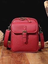 abordables Bolsos cruzados-Bolso bandolera vintage de piel sintética marrón para mujer con detalle de hebilla frontal: diseño compacto y elegante