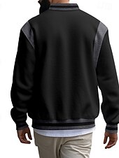 cheap Men&#039;s Jackets &amp; Coats-Men&#039;s Lightweight Jacket Casual Jacket Varsity Jacket Daily Vacation Wearproof Pocket Spring &amp;  Fall Color Block Fashion Classic Stand Collar Regular Dark Gray Black Red Navy Blue Light Grey Jacket