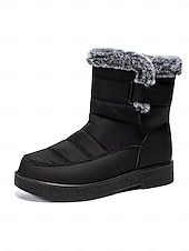 economico Stivali di neve e inverno-stivali da neve invernali impermeabili da donna - design trapuntato bordeaux con fodera in pelliccia sintetica e cinturini regolabili per il freddo all&#039;aperto