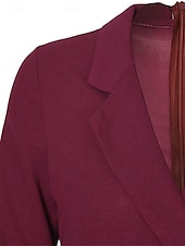 cheap Work Dresses-Women&#039;s Casual Dress Mini Dress Patchwork Buttons Casual Formal V Neck Long Sleeve Black Wine Gray Color