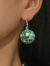 billige Øredobber for kvinner-kvinners retro rosa disco ball dingle øredobber – morsomme og glitrende statement smykker for fester og arrangementer