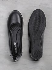 levne Dámské boty s plochou podrážkou-dámské černé kožené slip-on flats s polstrovanou stélkou - pohodlné a stylové pro každodenní nošení