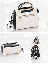 Недорогие Сумки с ручками сверху и шопперы-женская двухцветная сумка с золотой ручкой и ремнем через плечо | элегантная и стильная небольшая сумка через плечо для повседневного использования