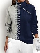 billiga Sweatshirt &amp;amp; Ytterkläder-Dam Pullover-tröja Svart Blå Rosenröd Långärmad Håller värmen Överdelar Färgblock Höst Vinter Golfkläder för damer Kläder Outfits Bär kläder