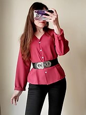 economico Cintura da donna-cintura elastica larga da donna con fibbia in metallo vintage – cintura elastica alla moda per abiti, tuniche e camicette – disponibile in nero, rosso e marrone
