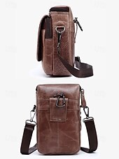economico Borselli da uomo-borsa a tracolla vintage in pelle marrone per uomo – borsa a tracolla compatta con scomparti con cerniera e tracolla regolabile per l&#039;uso quotidiano