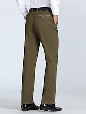 baratos Magro-Homens Social Calças chinês Botões Bolsos Côr Sólida Conforto Formal Festa Trabalho Moda Estilo Clássico Exército verde Preto Micro-Elástica
