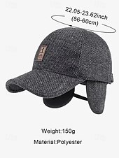 baratos Chapéus Masculinos-boné de beisebol de lã de inverno masculino com protetores de orelha – chapéu com padrão espinha de peixe quente e estiloso, disponível em cinza, cinza escuro e marrom, perfeito para atividades ao ar livre em climas frios