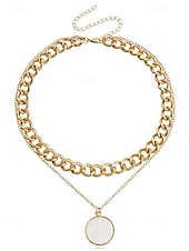 billiga Kvinnors halsband-elegant lagerhalsband med guldkedja - runt hänge &amp; chunky choker för kvinnor, perfekt för formella evenemang och fester