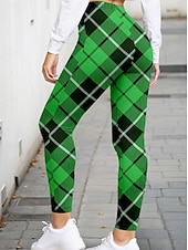 abordables Bas de la Saint-Patrick-Leggings pour femmes pantalons pour la fête de la Saint-Patrick à carreaux longueur totale vert automne