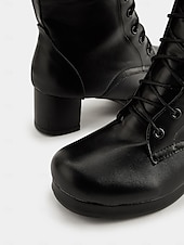 abordables Bottes à la mode-bottes à lacets vintage pour femmes – style rétro à talon épais pour le cosplay, le costume et la mode quotidienne