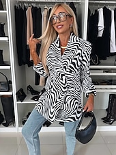 levne Blazery a obleky-Dámské Blejzr Knoflíky Leopard Pohodlné Módní Běžný Svrchní oděvy Dlouhý rukáv Zima Levhart S