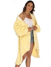 billige Kigurumi-pysjamas-Voksne Helfarge Onesie-pysjamas Oversized hetteteppe Bærbart teppe med lomme Onesie-pysjamas Kigurumi pyjamas søt stil Til Damer og Herrer Karneval Maskerade Tegnefilm