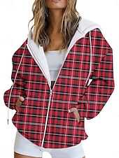 abordables veste à capuche-Veste à capuche Femme Extérieur Plein Air Usage quotidien mode Décontractées Avec poches Full Zip Imprimer Normal Manteau Rose Claire Vin Rouge Automne Hiver fermeture Éclair Sweat à capuche Standard