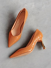 olcso Block Heels-női zöld krokodil dombornyomású műbőr pumpák tűsarkúval és hegyes orrral - elegáns és sokoldalú munkához vagy éjszakázáshoz