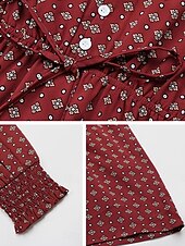 abordables Robes de travail-Femme Robe mi-longue Robe casual Robe Évasée Robe Trapèze Décontractées du quotidien Standard Floral manche longue Col V Vin Printemps Automne