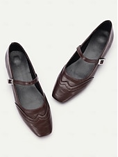 levne 50. léta 20. století-dámské vintage hnědé kalhoty mary jane s brogue detaily – pohodlné boty z umělé kůže pro kancelář, běžné nošení i outfity v retro stylu