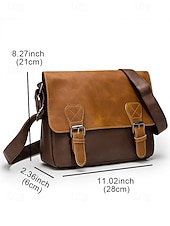 abordables Bolsos de hombre-Bolso de mensajero vintage de piel sintética para hombre con correa ajustable: diseño duradero de dos tonos para uso laboral y casual