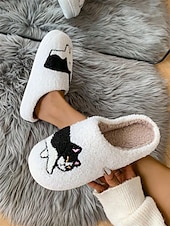economico Ciabatte e infradito da donna-pantofole da donna con ricamo a forma di bassotto – calde scarpe da interno foderate in pile per gli amanti dei cani
