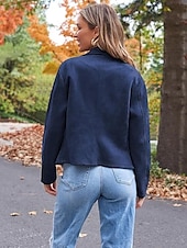 abordables Vestes-Femme Veste décontractée Chaud Confortable Zippé Décontractées Minimalisme Couleur unie Casual Quotidien fermeture Éclair Revers Standard manche longue Vêtements d&#039;extérieur Noir Chameau Marron Hiver