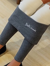 halpa Fleece-vuoratut legginsit-Naisten Fleece-housut Sukkahousut Leggingsit Muoti Mukavuus Täyspitkä Korka vyötärö Yhtenäinen väri Kirjain Tilkkutäkki Pidä lämpimänä Hengittävä Pehmeä Mikrojoustava ulko- Kausaliteetti Päivittäin