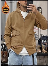 economico felpe con cappuccio da uomo di base-Per uomo Felpa con cappuccio Felpa con cappuccio tattica Nero Blu Cachi Grigio scuro Con cappuccio Liscio Sportivo Sport Abbigliamento di strada non-stampa Originale Essenziale Informale Inverno
