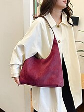levne Kabelky a tote tašky-dámská minimalistická hnědá semišová taška přes rameno – stylová ležérní taška pro každodenní nošení, měkká a prostorná kabelka do práce nebo na nákupy