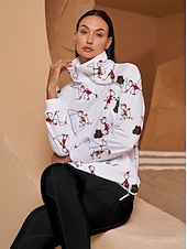 billiga Kvinnors golfkläder-Dam Pullover-tröja Vit Långärmad Överdelar Golfkläder för damer Kläder Outfits Bär kläder