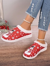 preiswerte Damen Weihnachtschuhe-Weihnachts-Schneemann-Hausschuhe für Damen mit Kunstfellfutter – gemütliche und festliche Winterschuhe für den Innenbereich