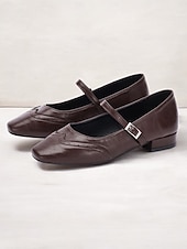 levne 50. léta 20. století-dámské vintage hnědé kalhoty mary jane s brogue detaily – pohodlné boty z umělé kůže pro kancelář, běžné nošení i outfity v retro stylu