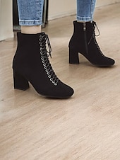 preiswerte Stiefeletten-Burgunderfarbene Damen-Schnürstiefeletten mit Blockabsatz – schickes und wandlungsfähiges Schuhwerk für Herbst-Outfits und Freizeit