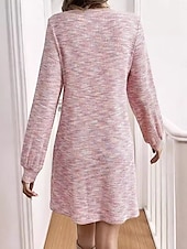 abordables Robe pull-Robe casual Femme Mini robe avec manche Formel Soirée Elégant Grande occasion Col V manche longue Standard Violet Claire S M L XL 2XL