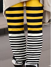 economico Arte &amp; Design Stampa-Per donna Ghette Di tendenza Streetwear Lunghezza intera Vita alta A strisce Stampe Tenere al caldo Traspirante Morbido Media elasticità Esterno Giornaliero Giallo Autunno Inverno Standard