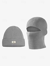 preiswerte Herrenhüte-Schwarze Strickmütze für Herren mit abnehmbarer Sturmhaube – warme und vielseitige Wintermütze für Outdoor-Aktivitäten und Sport