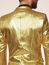 cheap Homecoming Suits-Men&#039;s Party Evening Wear Suits Gold Fashion Party Solid Colored Standard Fit 2 Piece Single Breasted Two-buttons