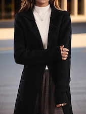 cheap Cardigans &amp; Outerwears-Women&#039;s Sweater Cardigan Sweater Jacket Shirt Collar Knit Pocket Knitted Spring Fall Home Daily Weekend Elegant Daily Casual Long Sleeve Pure Color Black Camel