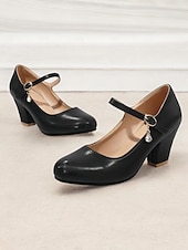preiswerte Retro-Stil der 1950er Jahre-Hellblaue Mary Jane Pumps für Damen mit dekorativem Schnallenriemen und Blockabsatz – elegantes Schuhwerk für Partys und formelle Anlässe