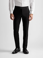  Мужской Полиэстер Костюм Формальная Черный Сплошной цвет Стандартный Длиные Слабоэластичная