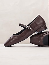 levne 50. léta 20. století-dámské vintage hnědé kalhoty mary jane s brogue detaily – pohodlné boty z umělé kůže pro kancelář, běžné nošení i outfity v retro stylu
