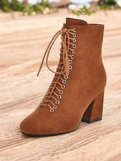 preiswerte Stiefeletten-Burgunderfarbene Damen-Schnürstiefeletten mit Blockabsatz – schickes und wandlungsfähiges Schuhwerk für Herbst-Outfits und Freizeit