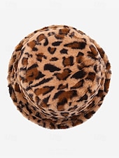economico Cappelli da donna-Cappello da pescatore in pelliccia sintetica con stampa leopardata per donna: elegante accessorio invernale per look casual e alla moda