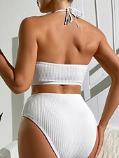 abordables Ensemble de bikinis-Femme Maillots de Bain Bikinis Maillot de bain Elégant Mode Couleur unie Sans Manches Maillots de bain