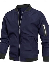 Χαμηλού Κόστους Ανδρικά Μπουφάν &amp; Παλτό-Ανδρικά Μπουφάν Bomber Μπουφάν μετάβασης Εξόδου Τσέπη Όλες οι εποχές Σκέτο Κλασσικό Όρθιος Γιακάς Κανονικό Μαύρο Βαθυγάλαζο Γκρίζο Σακάκια