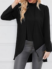 preiswerte Elegante Oberteile-Damen Hemd Bluse Feste Farbe Basic Brautkleider schlicht Langarm Rollkragen Normale Oberteile Täglich Rüsche Schwarz Armeegrün Blau Herbst Winter